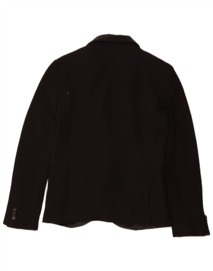 ZARA Femme 1 Bouton Blazer Veste UK 10 Petit Noir Polyester