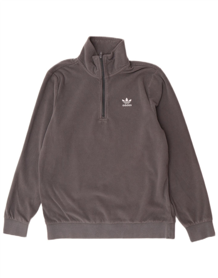 Adidas Pull polaire à col zippé pour homme Gris moyen Polyester