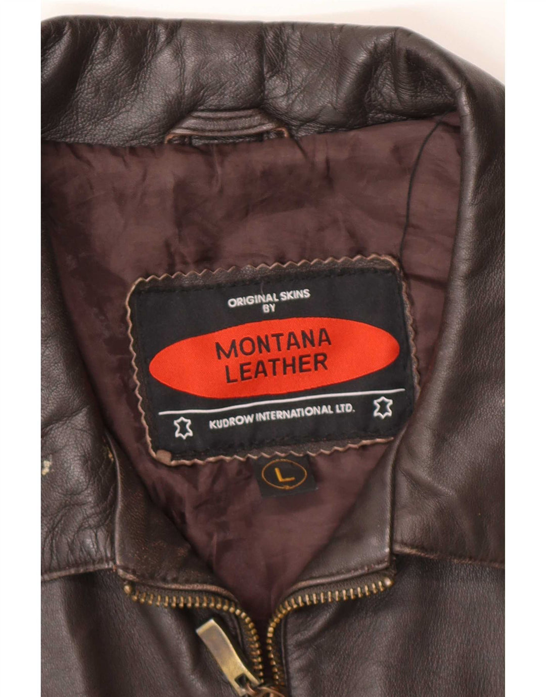 MONTANA Veste en cuir pour homme UK 40 Large Marron