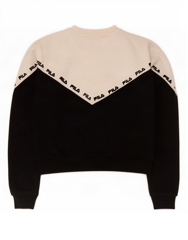 Fila Sweat-shirt court surdimensionné pour femme UK 6 XS Noir Colourblock