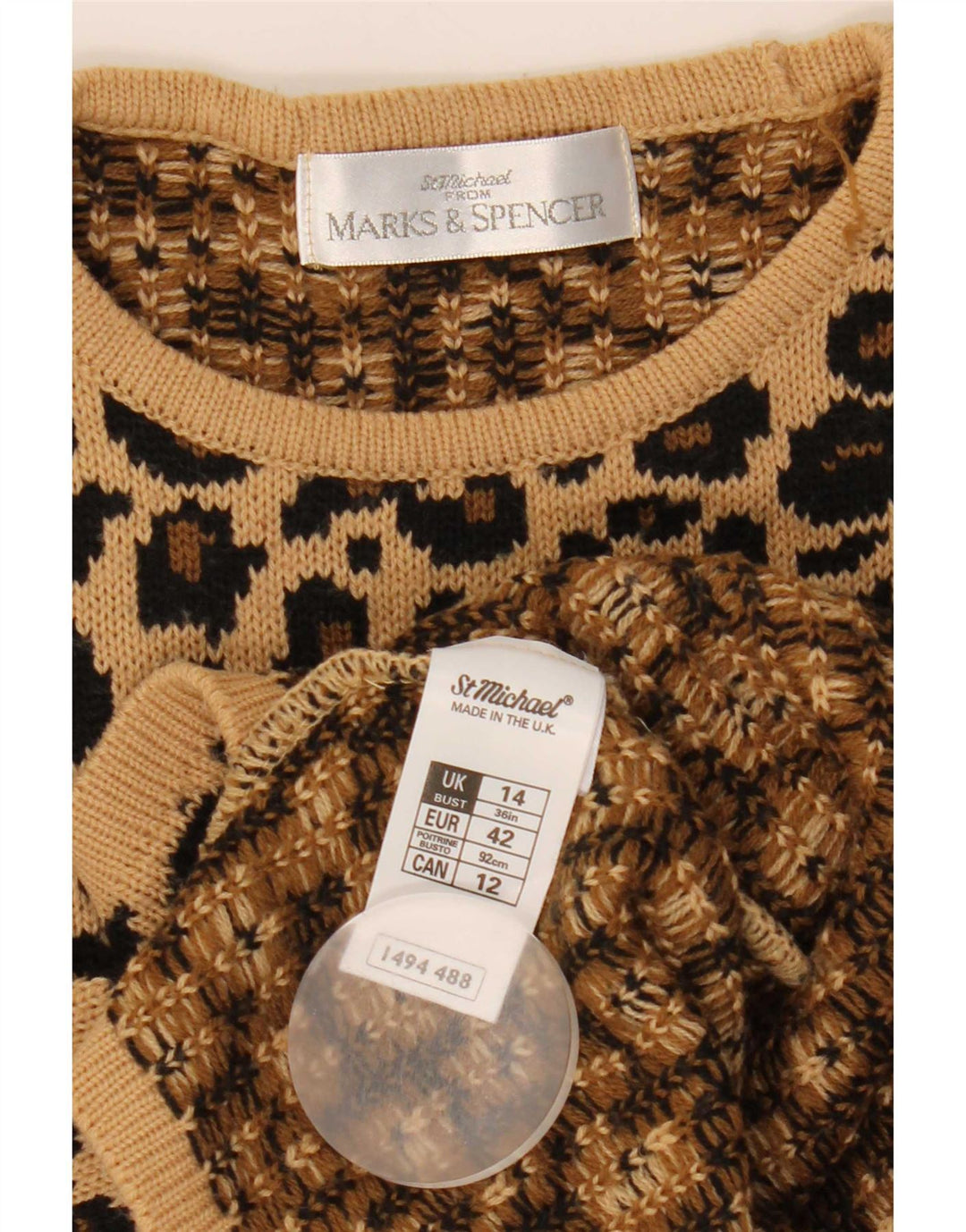 Marks & Spencer Pull à col rond pour femme UK 14 Large Marron