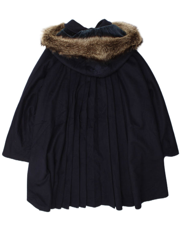 Mabrun Pardessus Oversize À Capuche Femme IT 44 Laine Bleu Marine Moyen