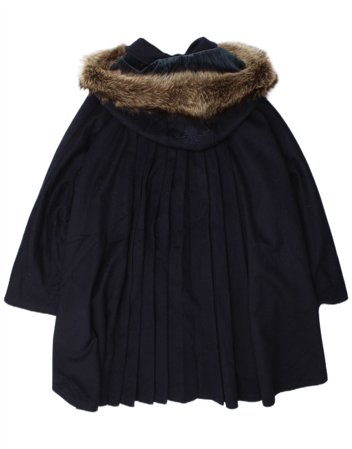 Mabrun Pardessus Oversize À Capuche Femme IT 44 Laine Bleu Marine Moyen