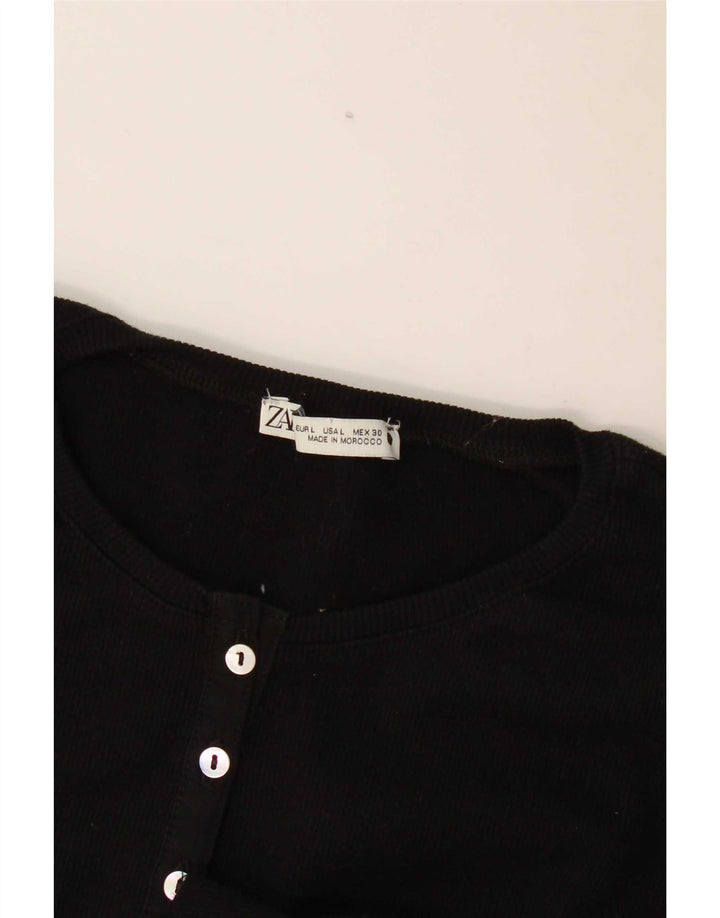 Zara Haut à manches longues pour femme UK 14 Large Noir