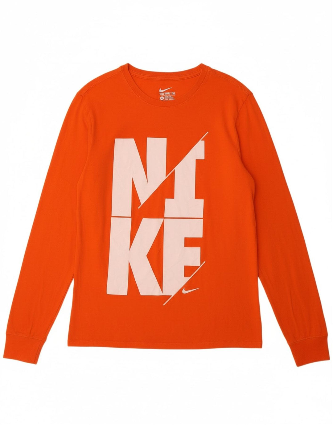 NIKE Mens Athletic Cut Graphic Top Long Sleeve Medium Orange