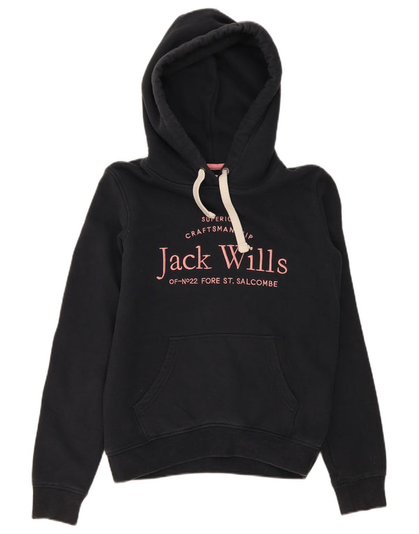 Jack Wills Pull à capuche surdimensionné graphique pour femme UK 4 XS Coton noir