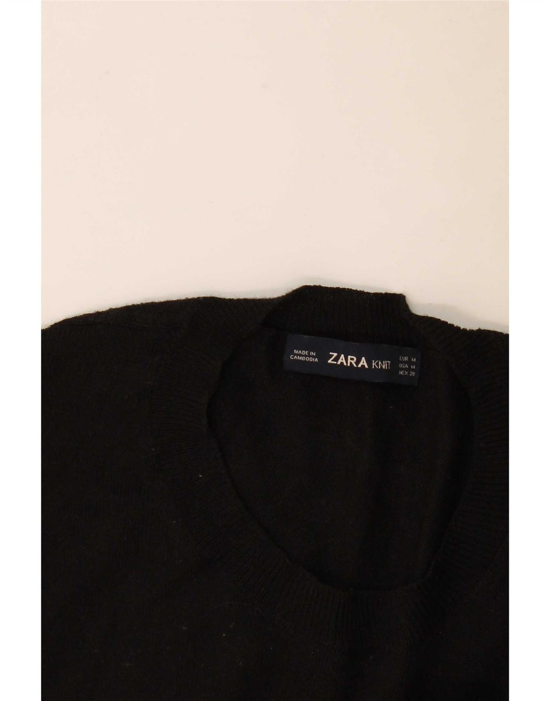 Zara Pull à col rond pour femme UK 14 Noir moyen