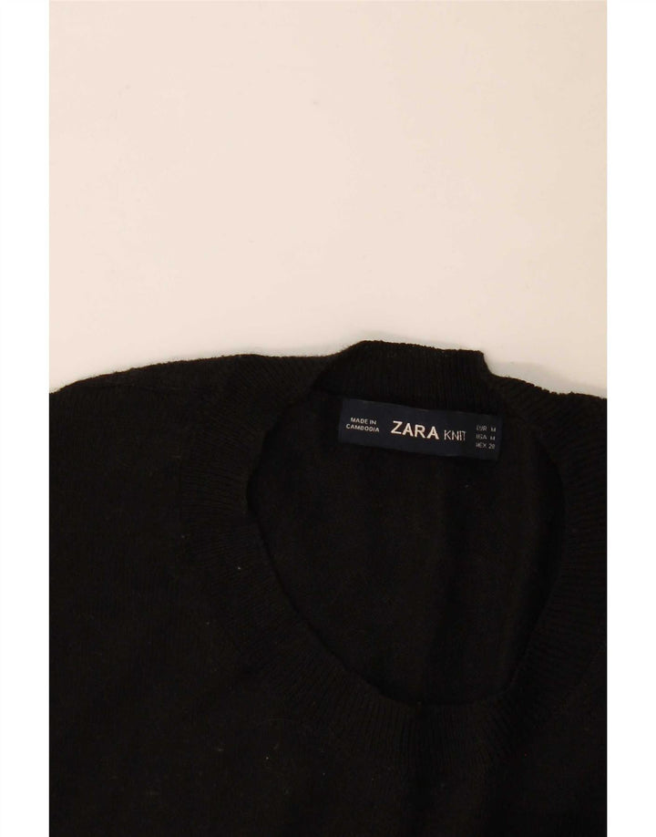 Zara Pull à col rond pour femme UK 14 Noir moyen