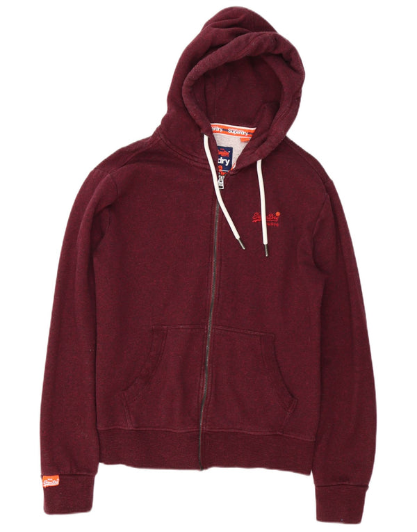 Superdry Pull à capuche zippé en coton moucheté bordeaux pour homme