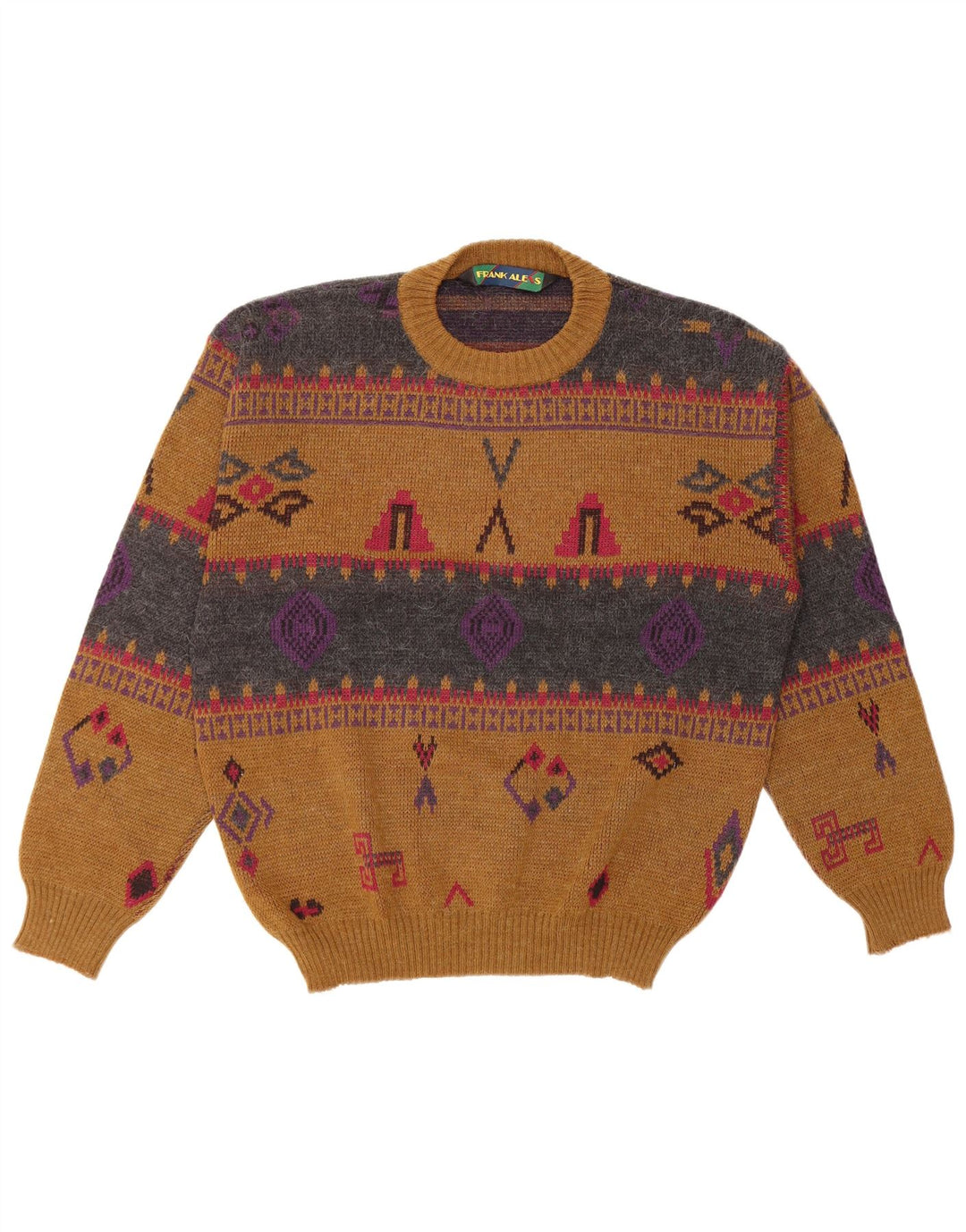 FRANK ALEXS Pull col rond pour homme IT 48 Marron moyen géométrique