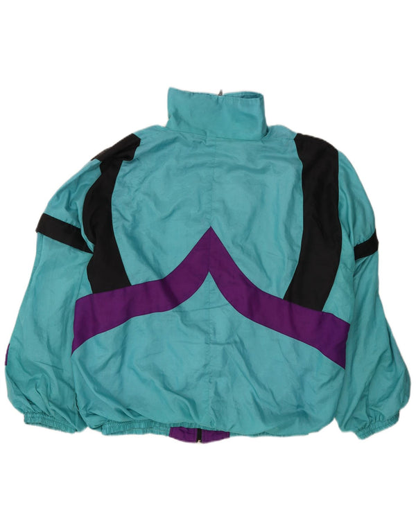 VINTAGE Veste de survêtement coupe ample pour homme, grand color block turquoise