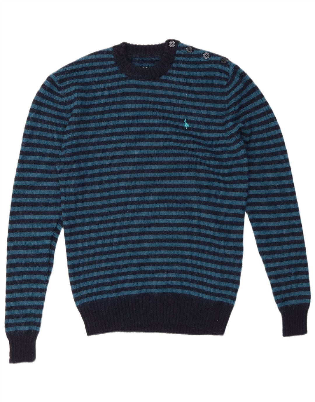 JACK WILLS Pull à col rond pour homme en laine rayée bleu marine