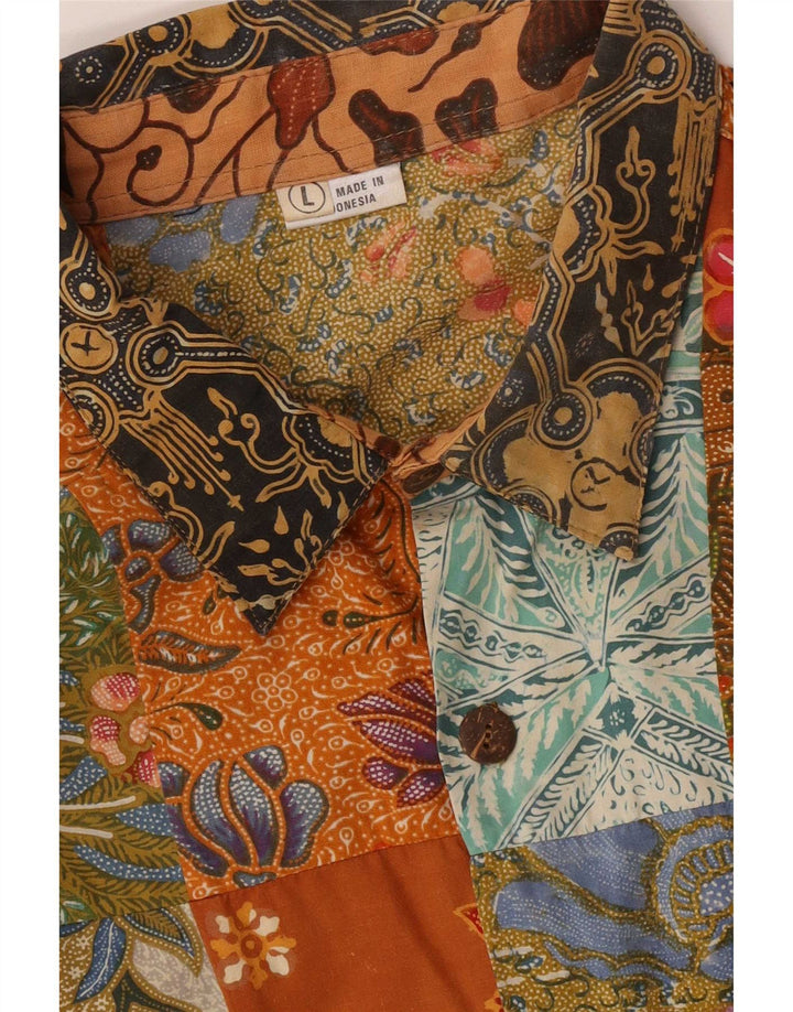 Chemise Vintage Homme Large Patchwork Multicolore Coton