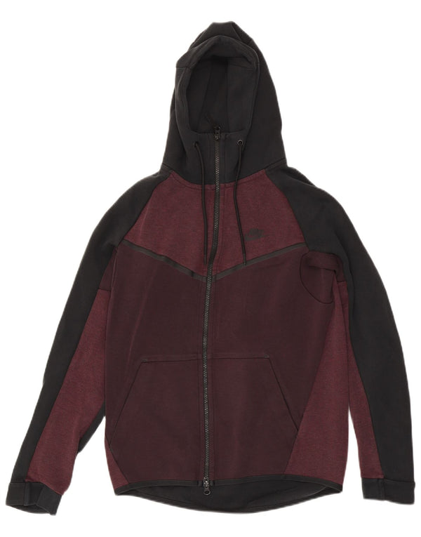 Nike Pull à capuche zippé pour homme en coton color block Bordeaux Taille S