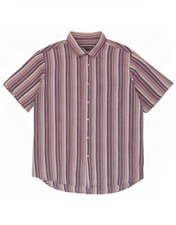 Americanino Chemise à manches courtes pour homme XL en lin rayé violet