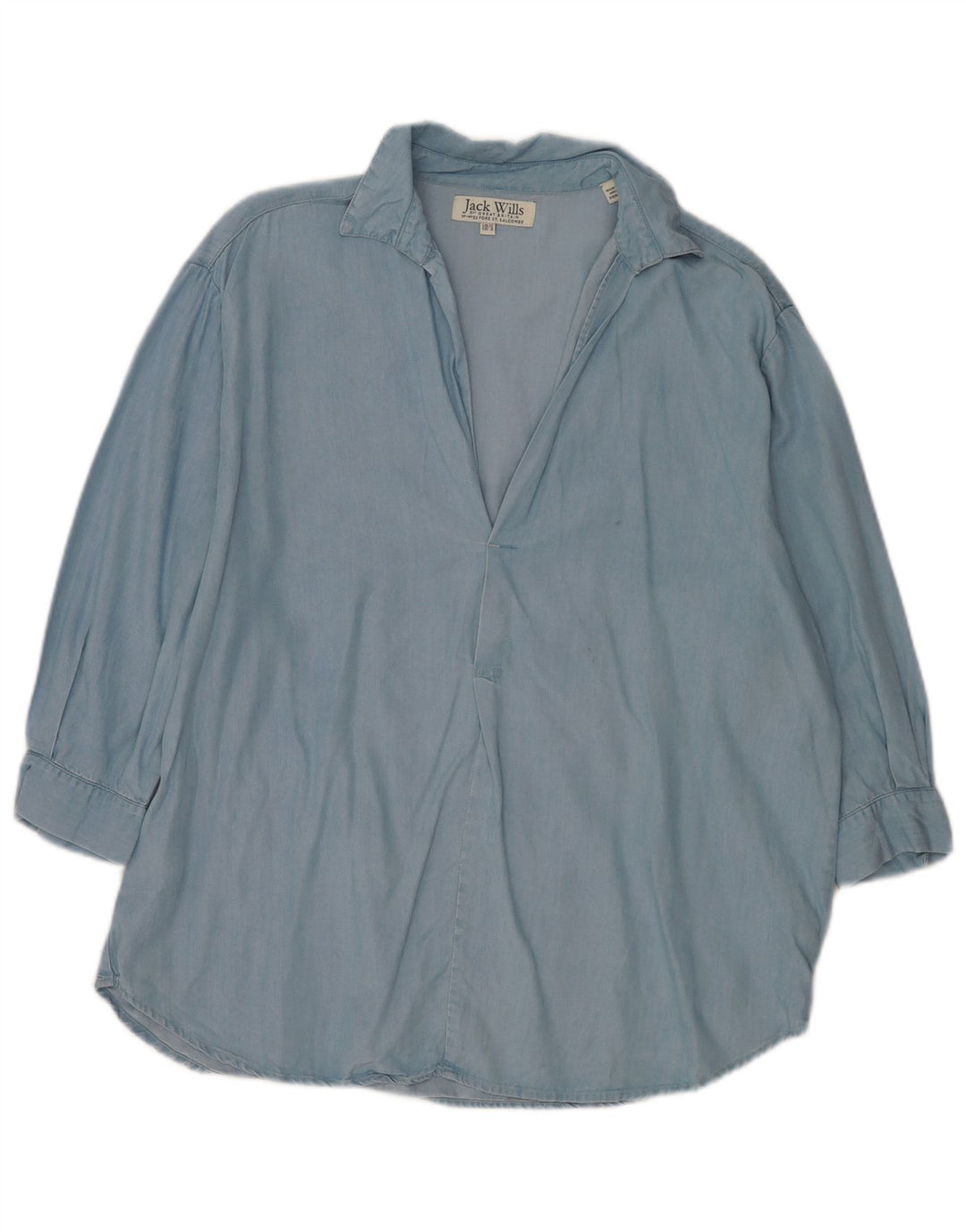 Jack Wills Chemise pull surdimensionnée à manches 3/4 pour femme UK 12 Bleu moyen