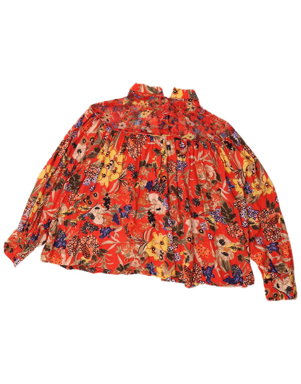 French Connection Chemisier à manches longues pour femme UK 46 Large Rouge Floral