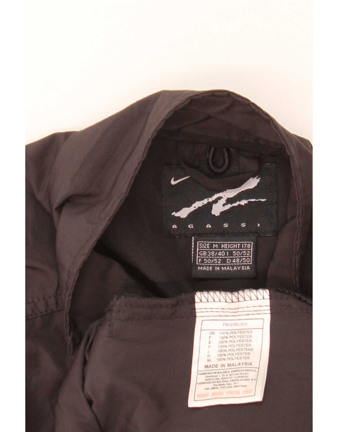 Nike Hommes Andre Agassi Survêtement Top Veste UK 38/40 Moyen Noir