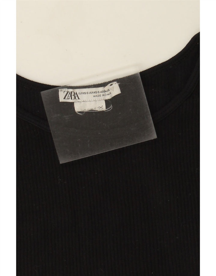 ZARA Femmes Crop Débardeur UK 4 XS Noir