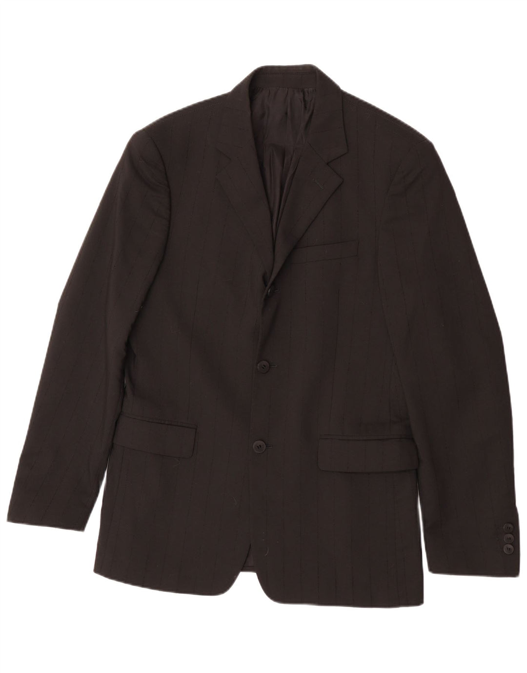 Versace Veste blazer à 3 boutons pour homme IT 48 moyen noir à fines rayures classique