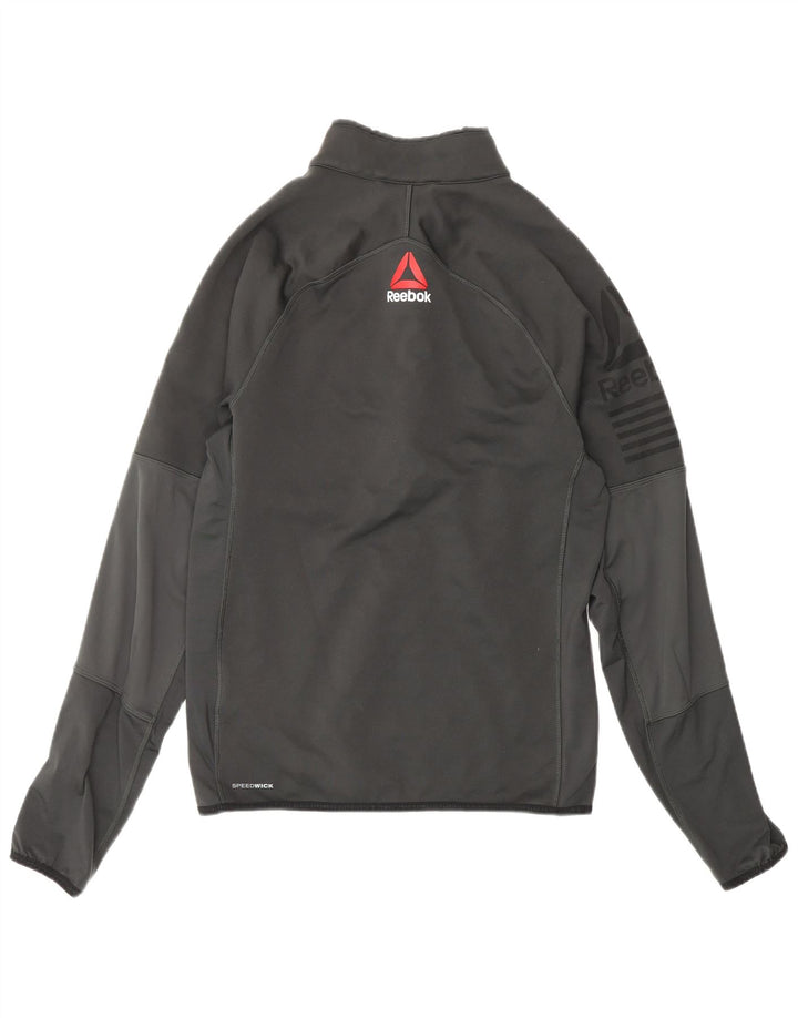 REEBOK Haut de Survêtement Graphique à Col Zippé pour Homme Petit Gris Polyester
