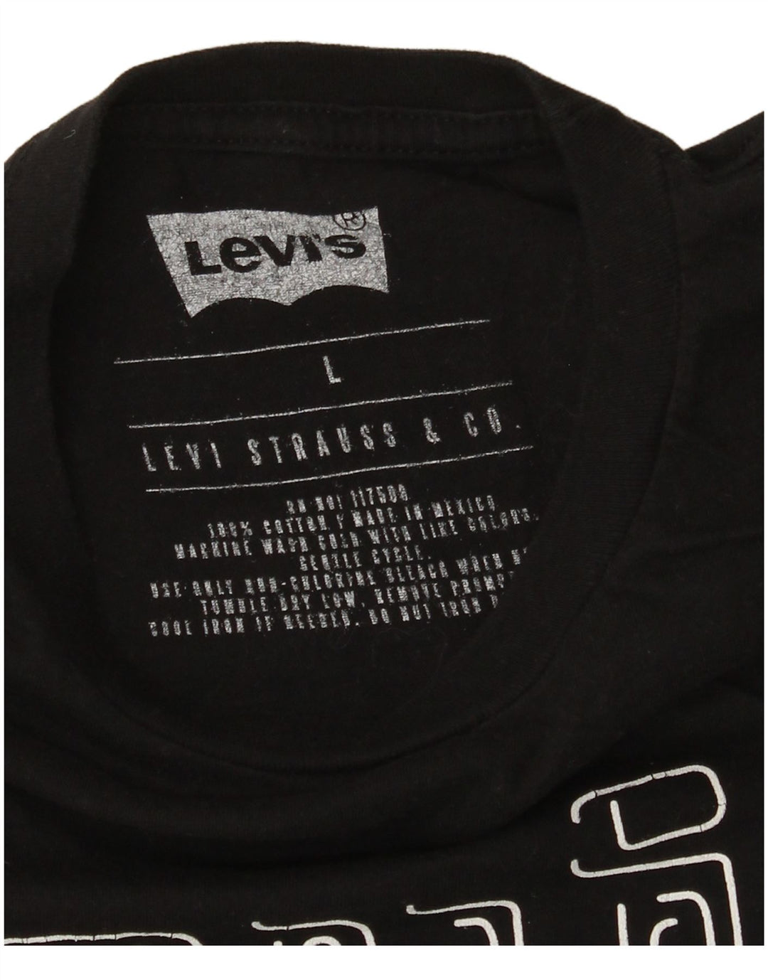 Levi's T-Shirt Graphique Homme Noir Large Coton