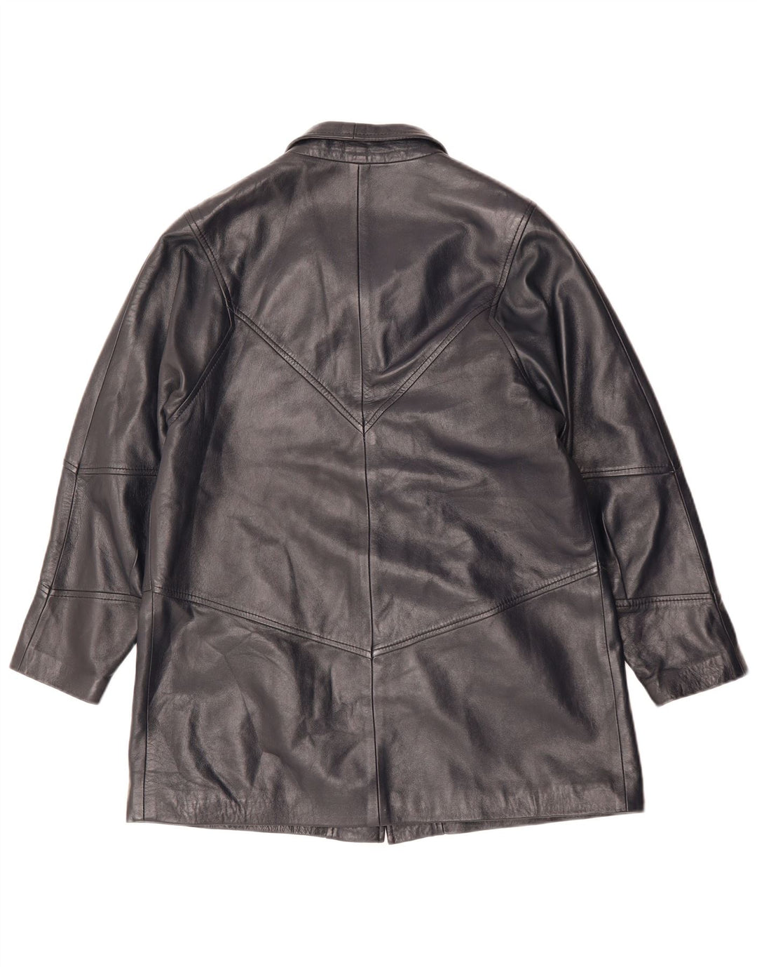 Veste en cuir femme vintage UK 14 Cuir noir moyen