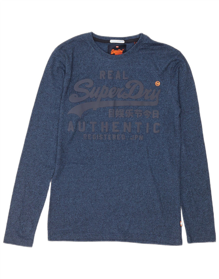 Superdry Haut Graphique à Manches Longues en Coton Chiné Bleu Petit Homme