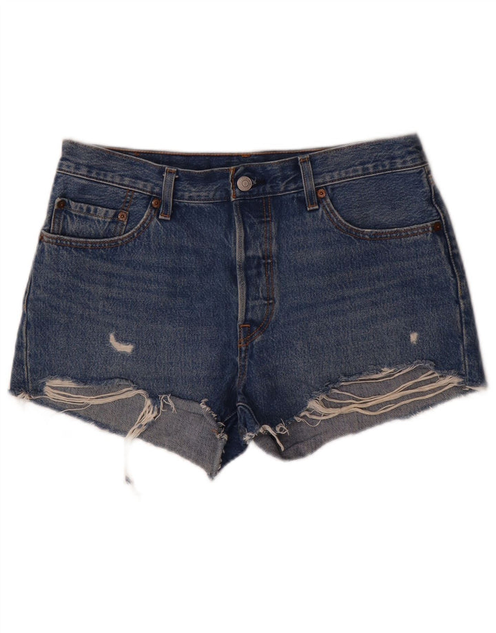 LEVI'S Womens 501 Distressed Denim Shorts W29 Medium  Blue Cotton