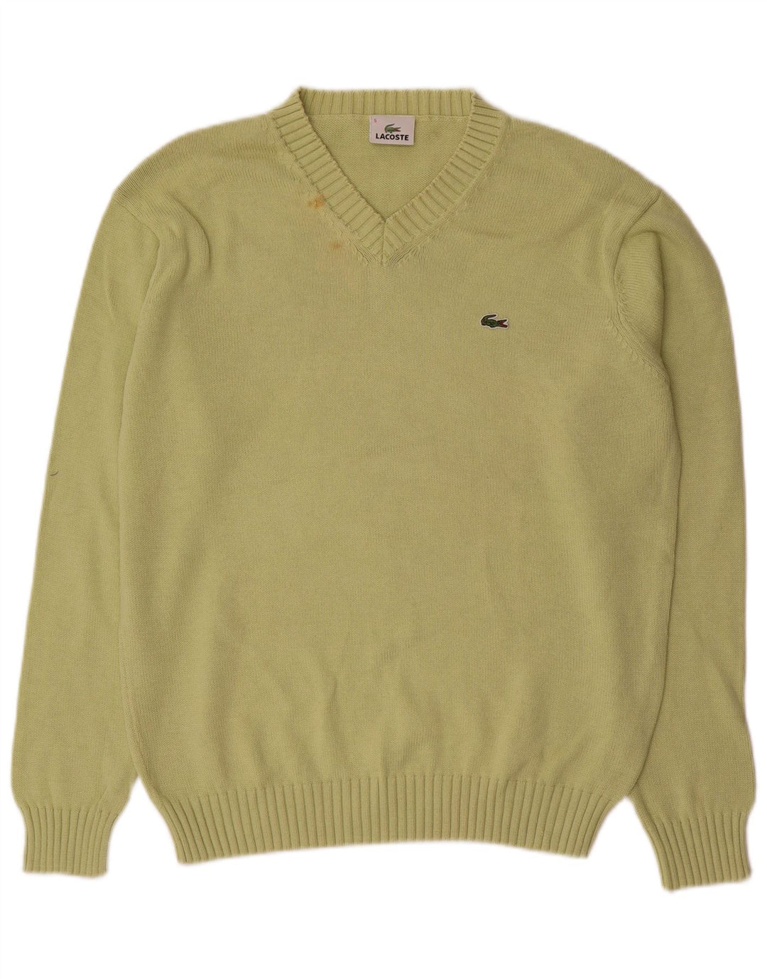 LACOSTE Homme Col V Pull Pull Taille 5 Grand Coton Vert