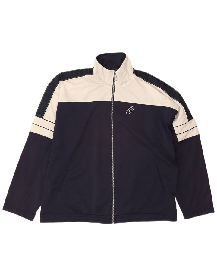 Asics Veste de survêtement pour homme 2XL Bleu marine Colourblock