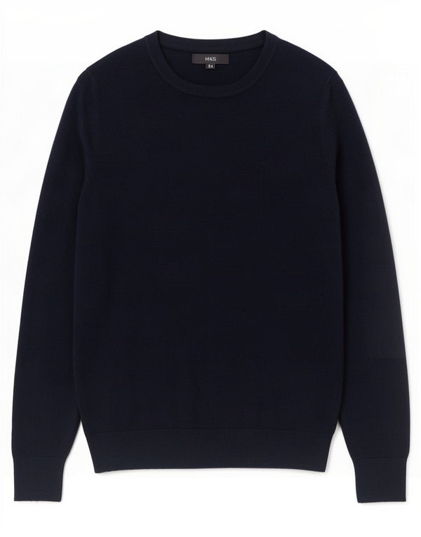 Marks & Spencer Mens Boat Neck Jumper Sweater Small Navy Blue Acrylic