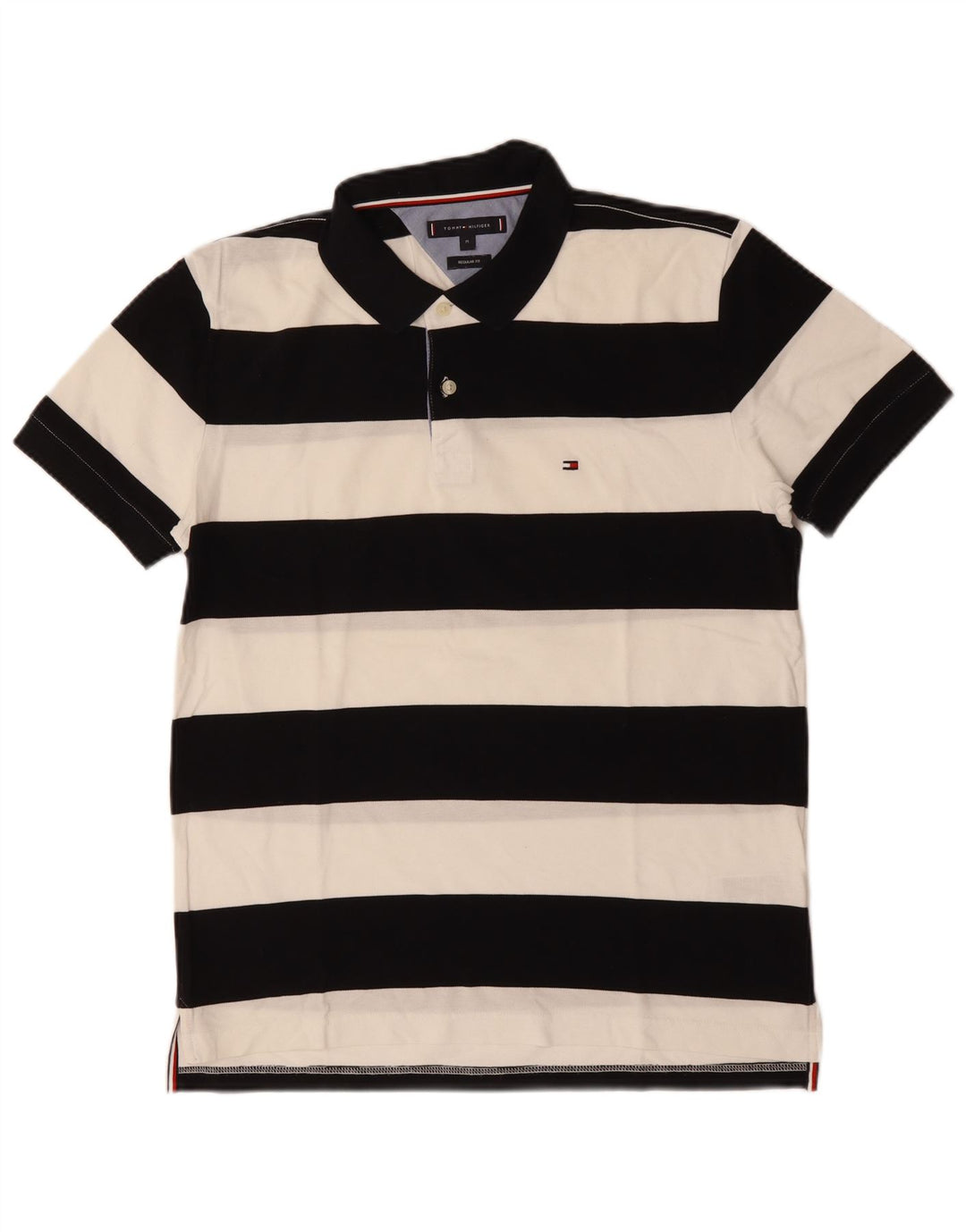 Tommy Hilfiger Polo Regular Fit Homme Coton Rayé Noir Moyen