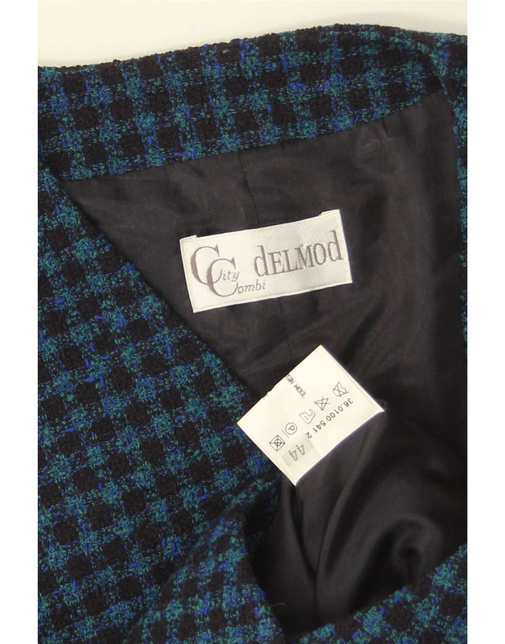 Delmod Gilet Femme EU 44 XL Bleu Marine Vichy Laine Vierge