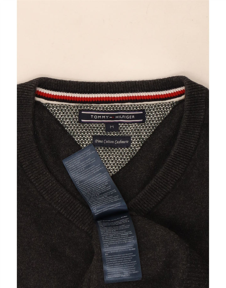 Tommy Hilfiger Pull Col V Homme Gris Moyen Coton