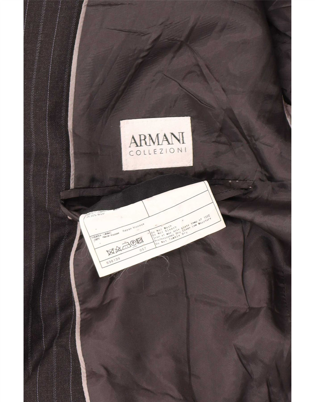 Armani Collezioni Veste blazer à 2 boutons pour homme IT 52 XL en laine à fines rayures grises