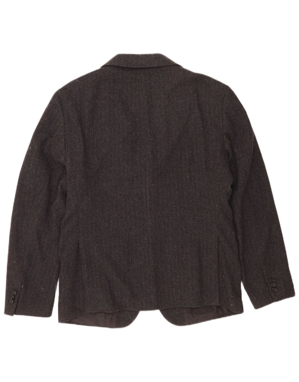 Zara Veste Blazer 2 Boutons Homme EU 52 Grande Laine Rayée Grise