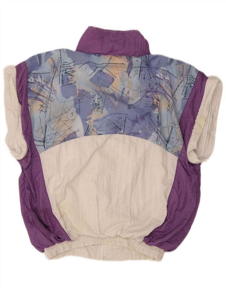 VINTAGE Femmes Surdimensionné Survêtement Top Veste UK 10 Petit Blanc