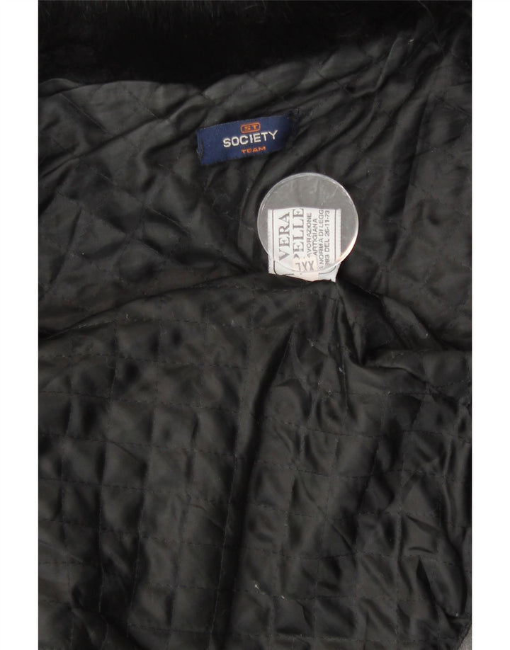 Society Veste en cuir pour femme UK 20 2XL Cuir noir