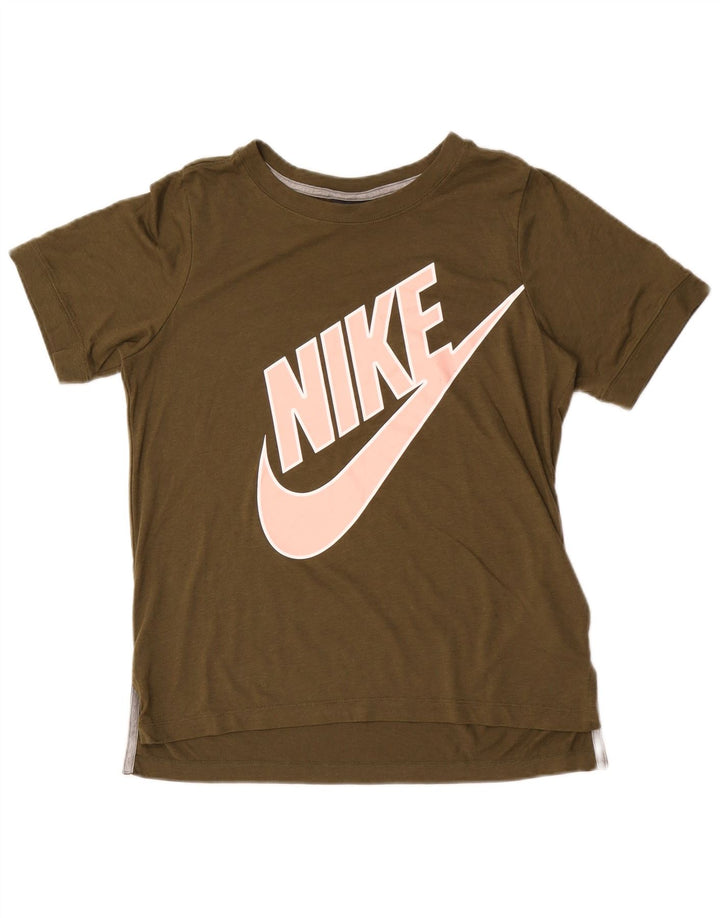 Nike T-shirt graphique pour femme UK 10 Petit Kaki Polyester