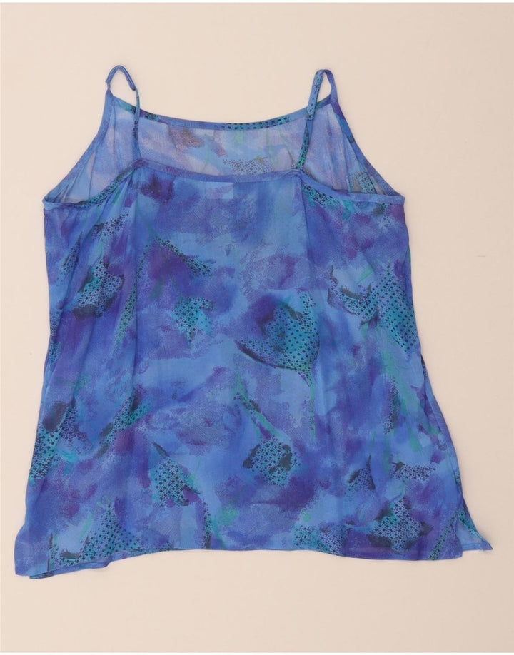 VINTAGE Womens Abstract Pattern See Through Cami Top UK 12 Medium Blue Vintage Vintage and Second-Hand Vintage from Messina Hembry 
