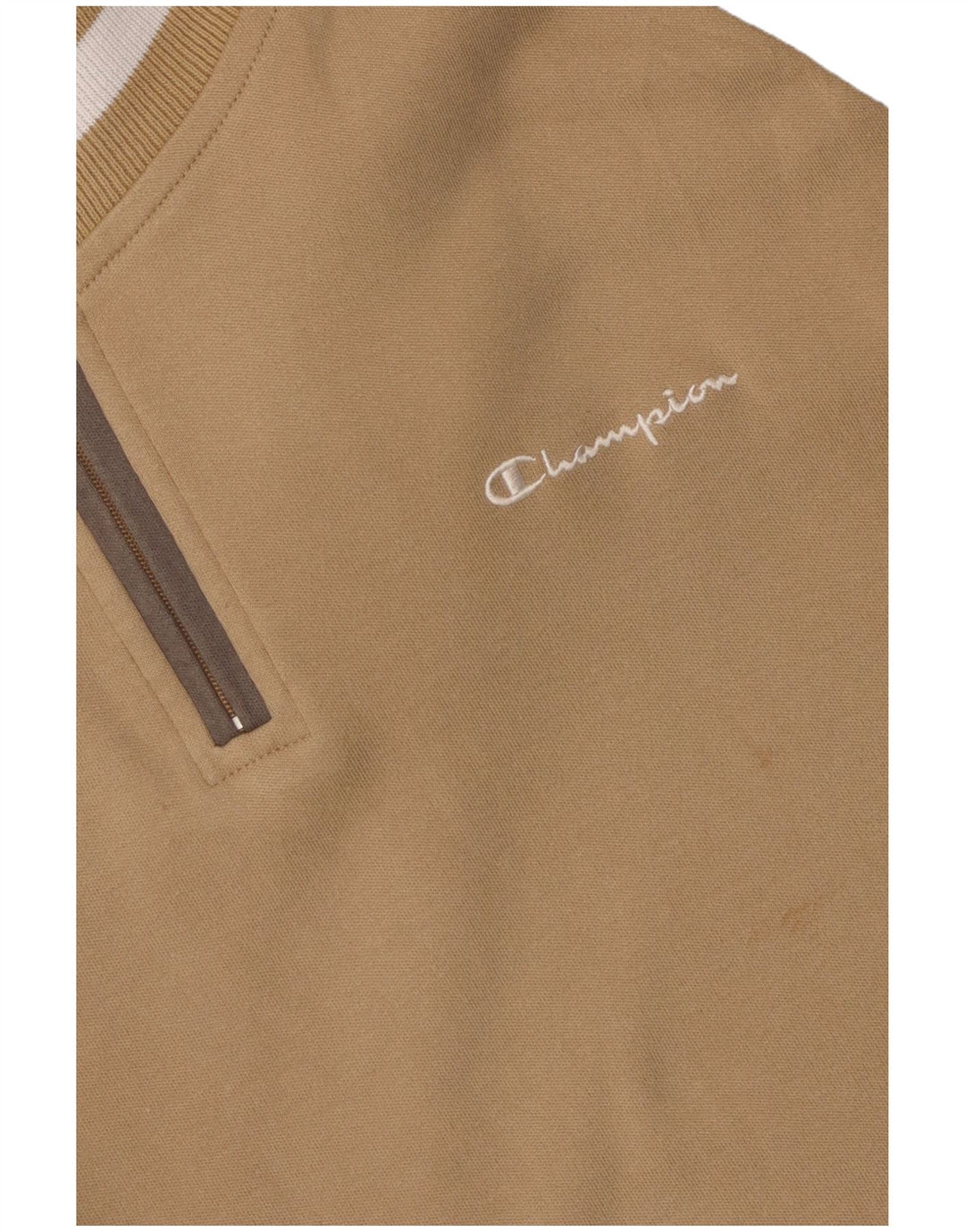 Champion Sweat-shirt à col zippé pour femme UK 14 Beige moyen Colourblock