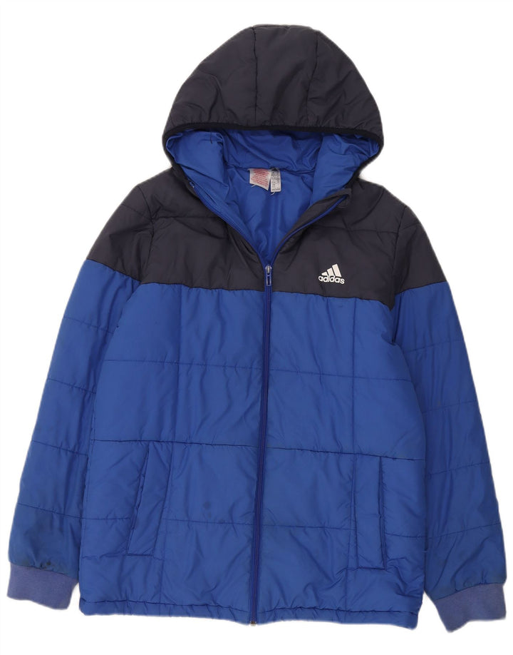 Veste matelassée à capuche Adidas Garçon 15-16 ans Bleu Colorblock Polyester