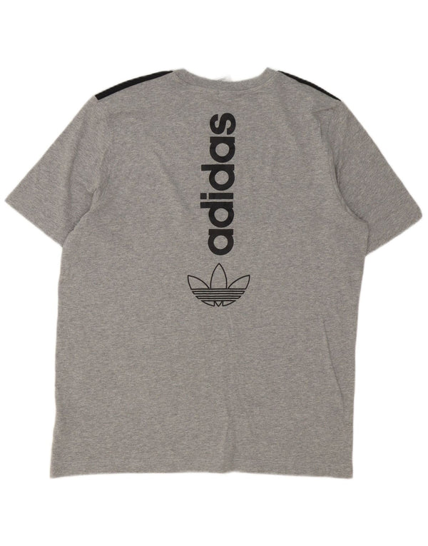 Adidas T-shirt graphique pour hommes en coton color block grand gris