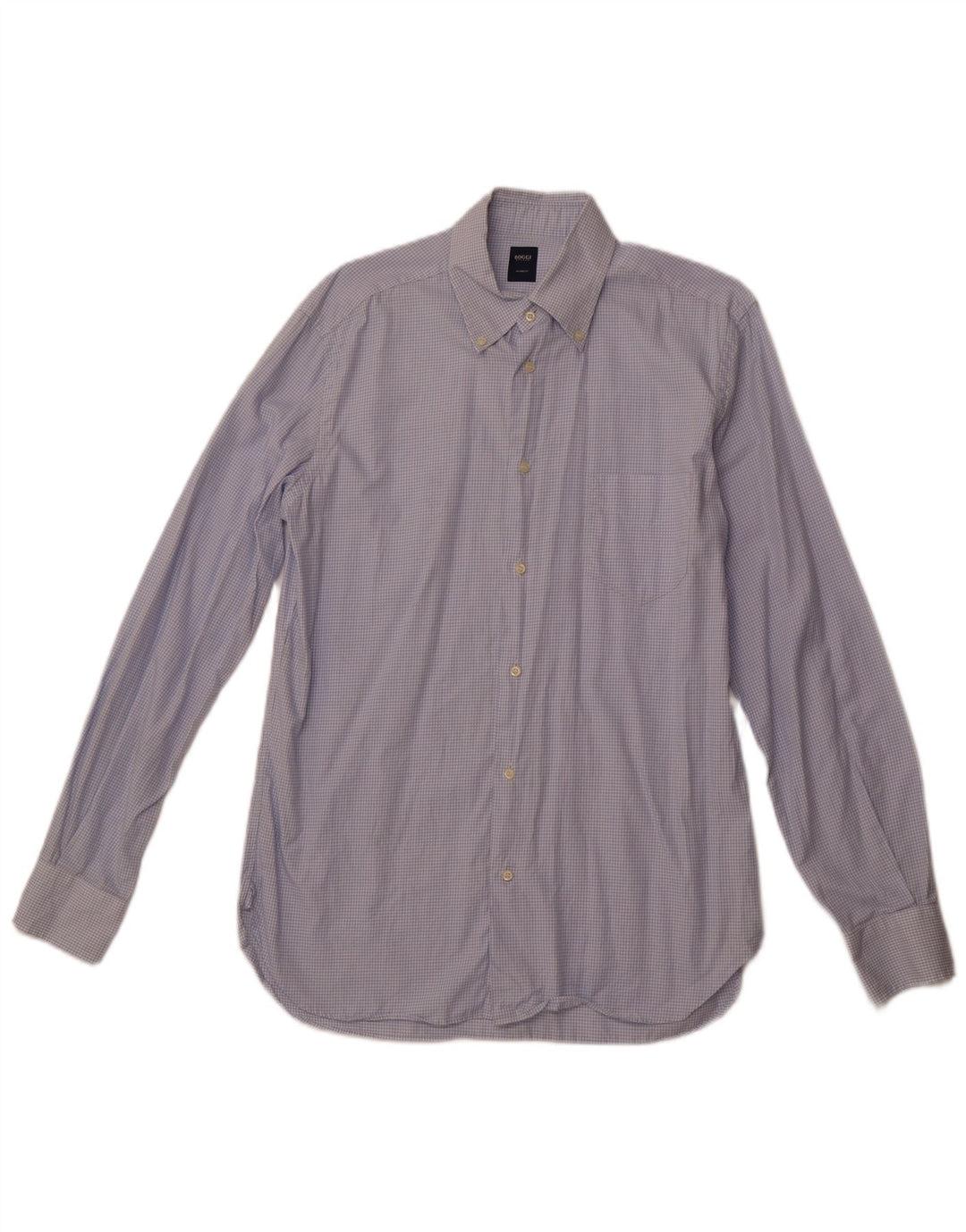BOGGI Chemise coupe ajustée pour homme Taille 40 15 3/4 Bleu moyen à carreaux