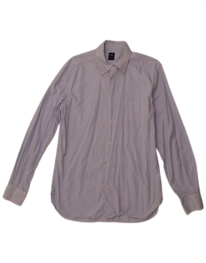 BOGGI Chemise coupe ajustée pour homme Taille 40 15 3/4 Bleu moyen à carreaux