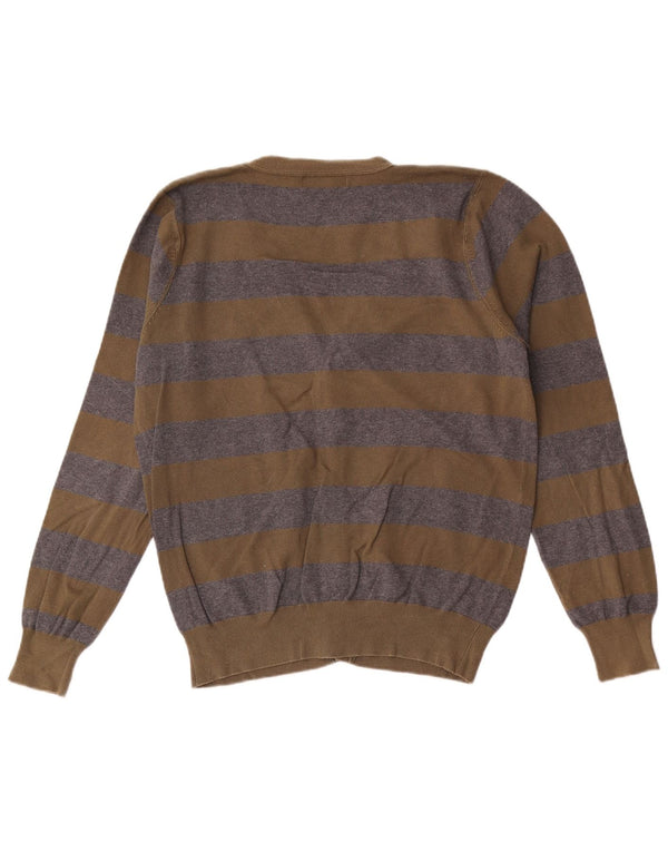 Zara Cardigan Homme Pull Large Kaki Rayé