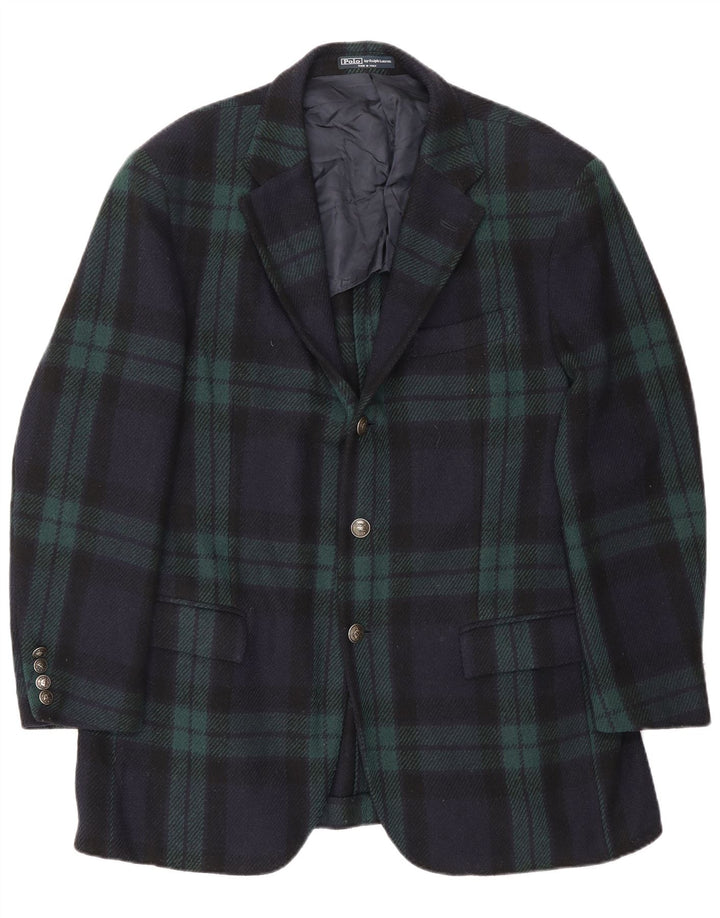 Polo Ralph Lauren Veste blazer à 3 boutons pour homme EU 54 2XL Bleu marine à carreaux