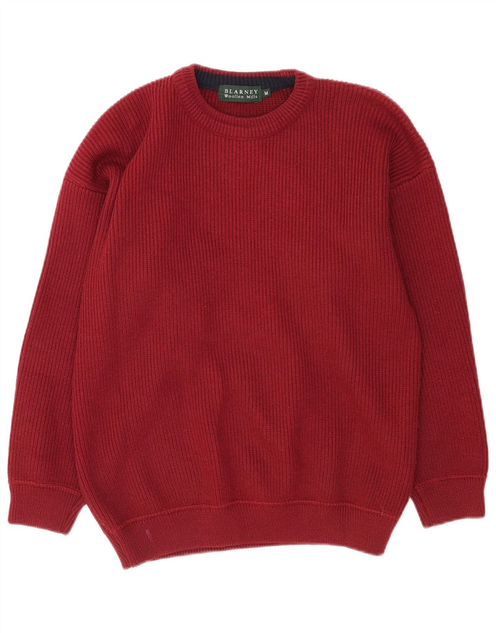 Blarney Pull à col rond pour homme en laine bordeaux moyen
