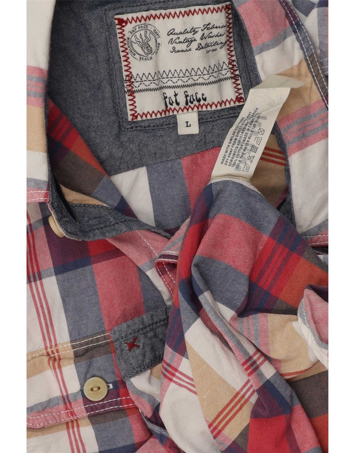 Fat Face Chemise à manches courtes pour homme Coupe classique Grand carreaux multicolores